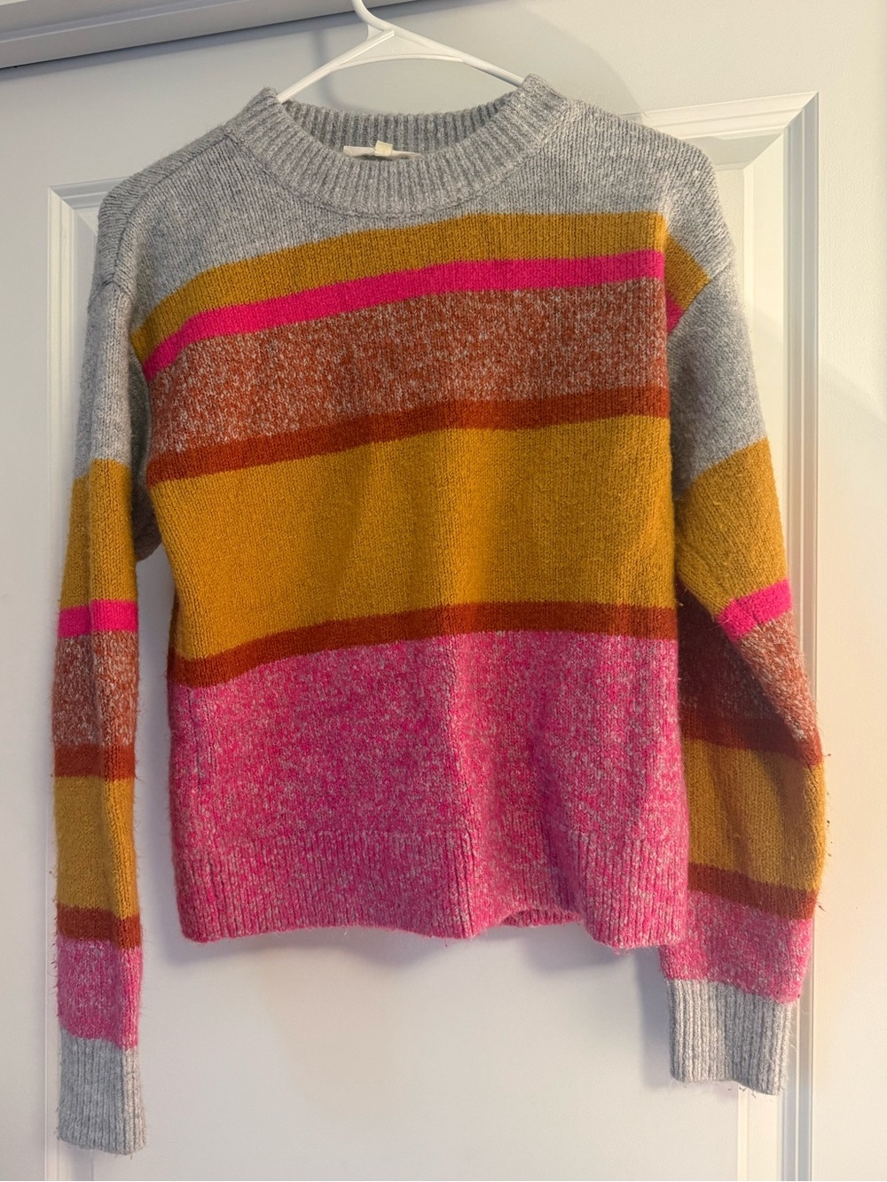 Lou & Grey for LOFT Colorblock Striped Fuzzy Knit Sweater XS
